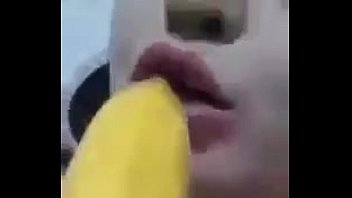 Labo Jasmine sucks a banana and licks it