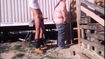 Wife Sucks & Fuck Yardworker Outdoors To Cover Bill Taking Pussy Creampie