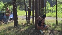 Hitchhiker Holly fucked in the woods