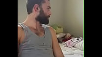 Hairy guy cums on the camera