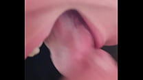 Close up cum swallow