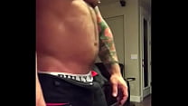 Big muscled tattoo'd muscle daddy shows of his huge muscled ass jockstrap