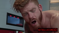 Glorious gay ginger gives his ass to a big stud