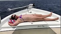 chubby wife in micro bikini gets fucked on boat