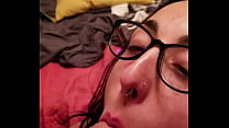 Nerd girl Pussywillow takes a huge load!