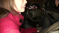 Horny Rinka steams up the windows in a car sucking a cock