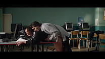 Men young girl in office work in sex scene movie