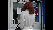 red-haired whore sucking in the car for all to see