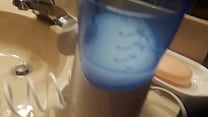 21yr old pumps over a pint of cum into bladder