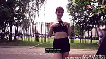 Redhead german skinny teen slut get fucked over EroCom date public pick up and outdoor fuck POV