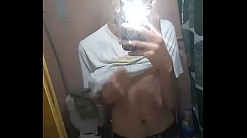 Young man from Argentina jerking off in front of the mirror
