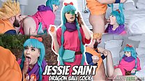 Jessie Saint Cosplay Dragon Ball Cock - Logan Pierce goes over 9000 and cums deep inside Jessie Saint giving her a messy creampie. Small tits teen with shaved pussy gets cream filled while dressed as anime character.