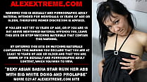 Sexy asian Sasha Star ruin her ass with big white dong and prolapse