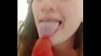 Young girl doing oral dildo (part 2)