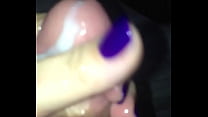 Purple nail hand cum