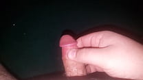 Rubbing dick with two fingers from soft to hard big cumshot in 60 seconds