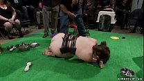Chubby slave is rough public banged