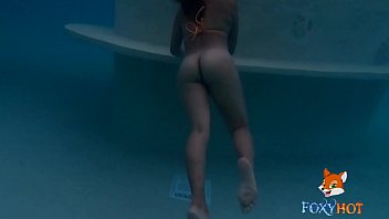 Swimming naked in a family hotel pool (full video on FOXXXYHOT.COM)