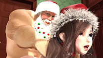Deseo Feliz Navidad. Chica nerd tímida sueña con ser follada por Santa Claus