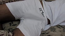 White underwear with hard Pal