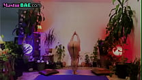 Busty yoga beauty squirting and clitrubs in solo session