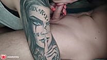 Gorgeous Blowjob Closeup From Hot Brunette with Tattoo