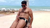 Yuri Gaucho masturbating on Coqueirinho PB Beach with bathers on the beach