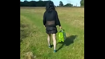 bisexual crossdresser takes his first public walk dressed up like a girl and when he saw someone coming he was going to walk right past them but ended up running off instead