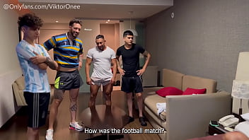4 soccer players break ass