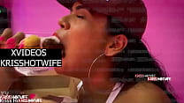 Kriss Hotwife Naughty Swallows Cock All Over The Ice Cream Parlor