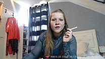 Smoking French dominatrix humiliating you as a money slave