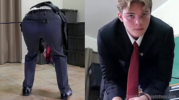 A Straight Teen Boy (18) is Spanked in a Coat and Tie