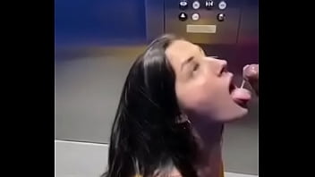 white chick sucks BBC in elevator