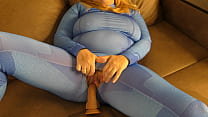 Pregnant Samus in zero suit  masturbate her hairy tight pussy with a huge dildo! - Milky Mari