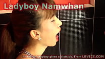 Pissed On Ladyboy Namwhan Gives Guy A Blowjob