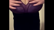 Man in Velvet Black Dress Slowly Reveals His Big Purple Bra, Pulls Down His Dress to Show His Bra and Panties, Then Jerks off to a Picture of a Women with a Huge Cock