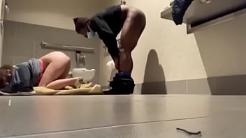 Girlfriend Fucking Black Man in Bathroom at The Store