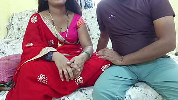 Seeing step sister's red saree, step brother could not control his penis and fucked her.