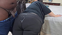Sexy Big Ass Curvy Blonde Milf In Yoga Pants Twerking & Teasing Black Guy, Resulting In Cum On Ass (Shooting Big Load)