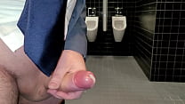 Creamy cum at public toilet