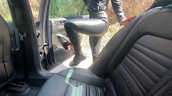 All in Leather girl get fucked outdoor