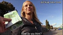 Pretty amateur blonde eurobabe Monika banged for money