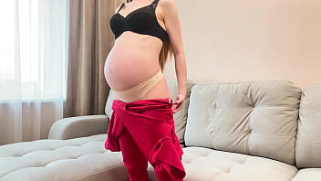 Cum Twice in Redhead Stepmom Nine Months Pregnant - She Best Sucks and Rides Cock