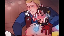 Homem de Ferro x Capitão América - steve rogers x tony gay ordenha masturbação vaca yaoi hentai