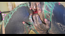 TATTOO girl masturbating, fingering her pussy and ass, fucks her ANAL with a toy and GAPES prolapse (goth, punk, alt porn)