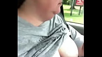 Dumb little cunt Susannah Marie Smith driving around with her udders out