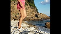 Walking naked on a public beach#pebbles insertion
