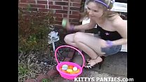 Cute Kitty flashing her panties while doing a puzzle