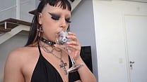 Goth-Daped #3 : white Brazilian goth with attitude, Alice DRUMMOND gets her ass destroyed by 3 huge cocks (DAP, DP, Rituals, Ahegao, smoke fetish, goth, ATM) OB269