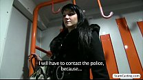 Hot Penelope gets tricked into getting fucked from behind in the public train